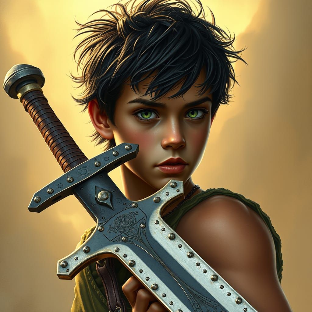 Bronze Sword Wielder in Golden Light