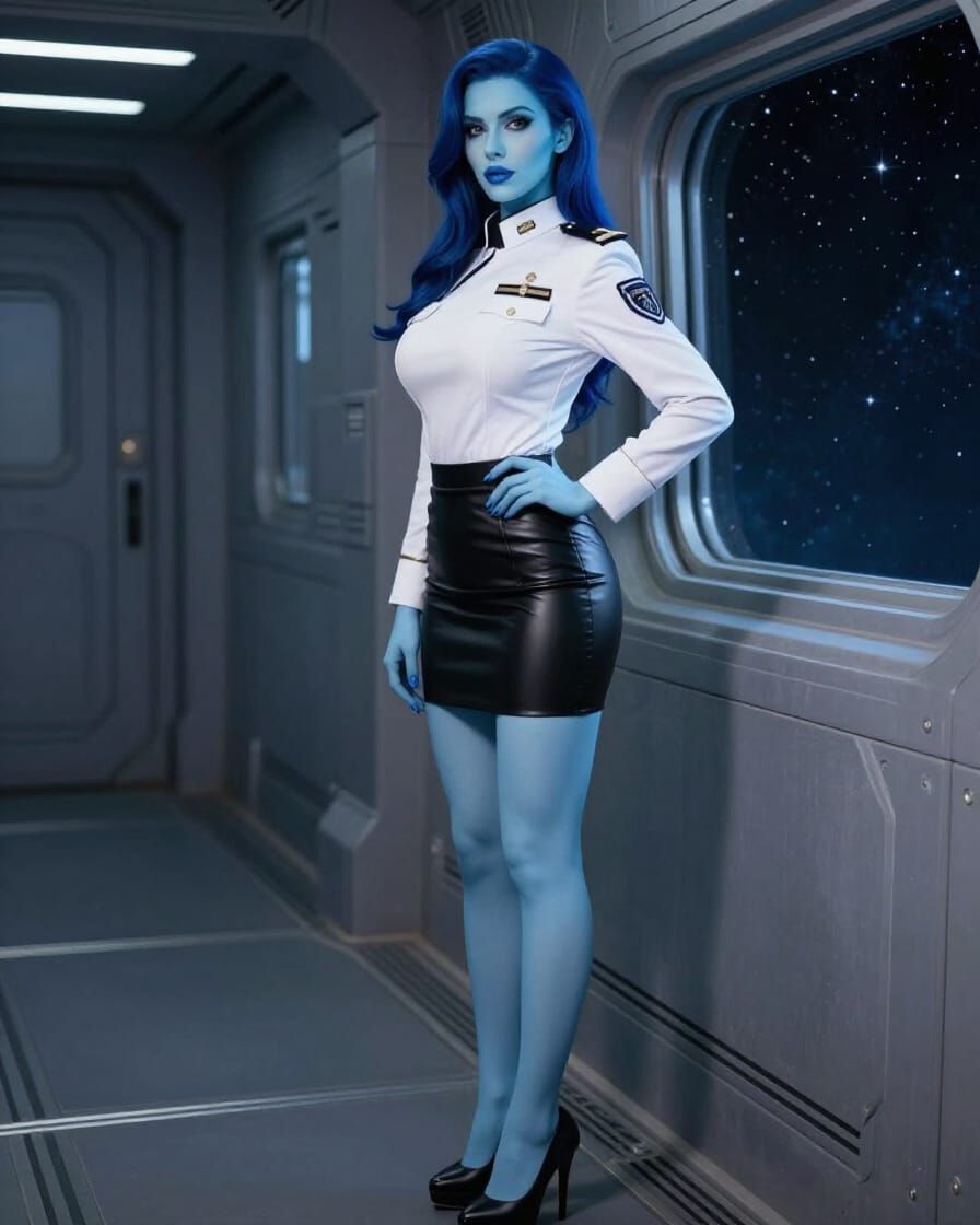Alien Woman in Starship Corridor