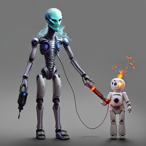 Robot Flamethrower in a Mythical Alien World