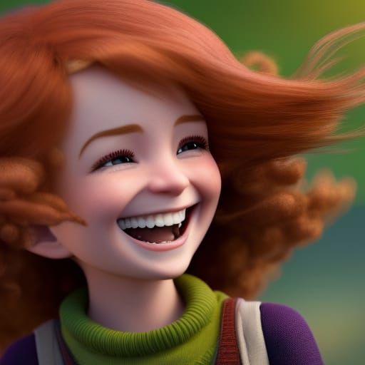 Adorable Chibi Irish Girl at Giant's Causeway