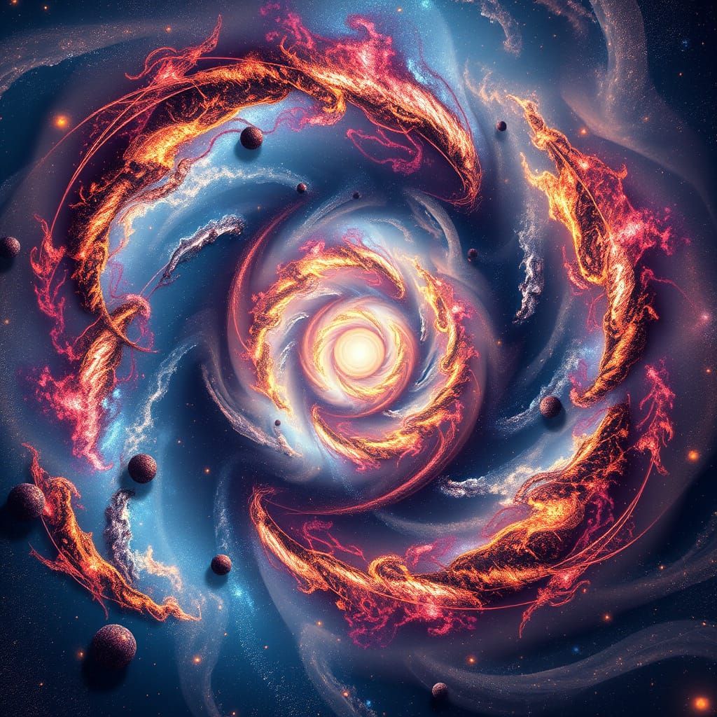 Cosmic Fractal Odyssey: A Majestic Galactic Spiral in Vibran...
