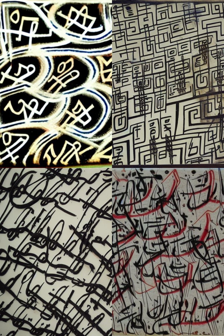 Abstract Asemic Writing Visual Art