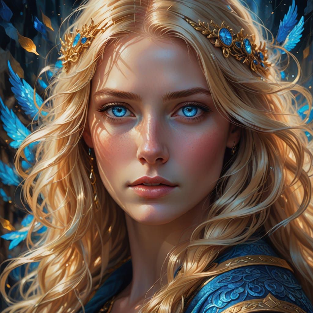 Fantasy Woman Portrait in Vibrant Oil Painting Style