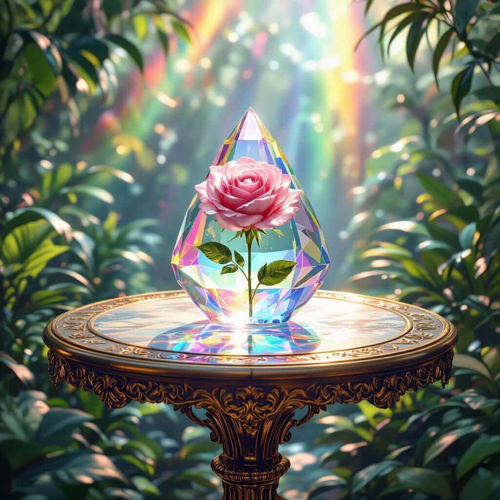 Glass Rose in Jungle, Fantasy Matte Painting