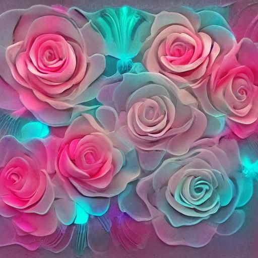 Ethereal Holographic Roses in Pastel Laser Light