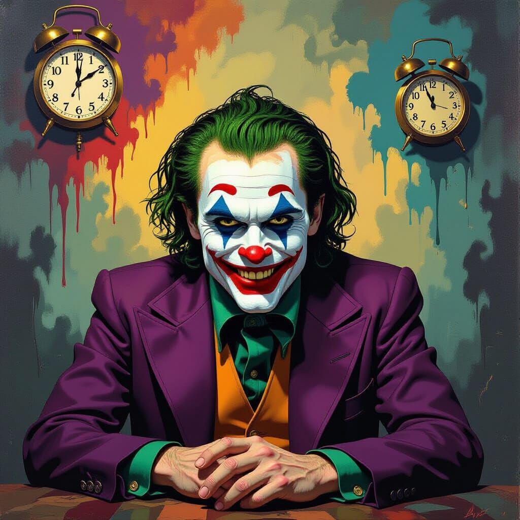 Mischievous Joker as Trickster in Surrealist Masterpiece