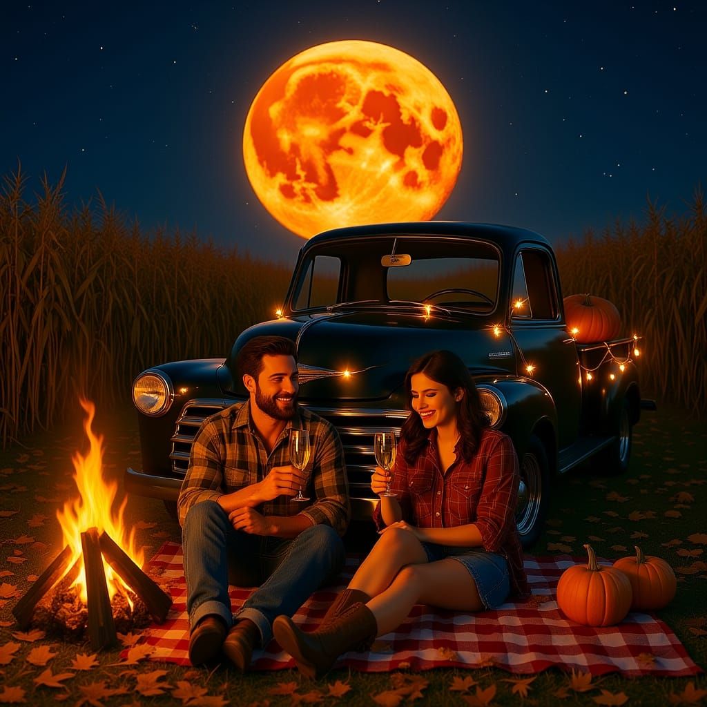 Romantic Autumn Picnic Under Harvest Moon