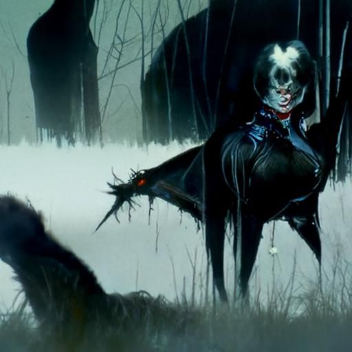 Sinister Elvira Portrait in Gothic Horror Style