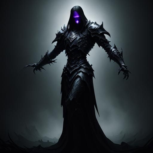 Imposing Violet Figure in Dark Gothic Style