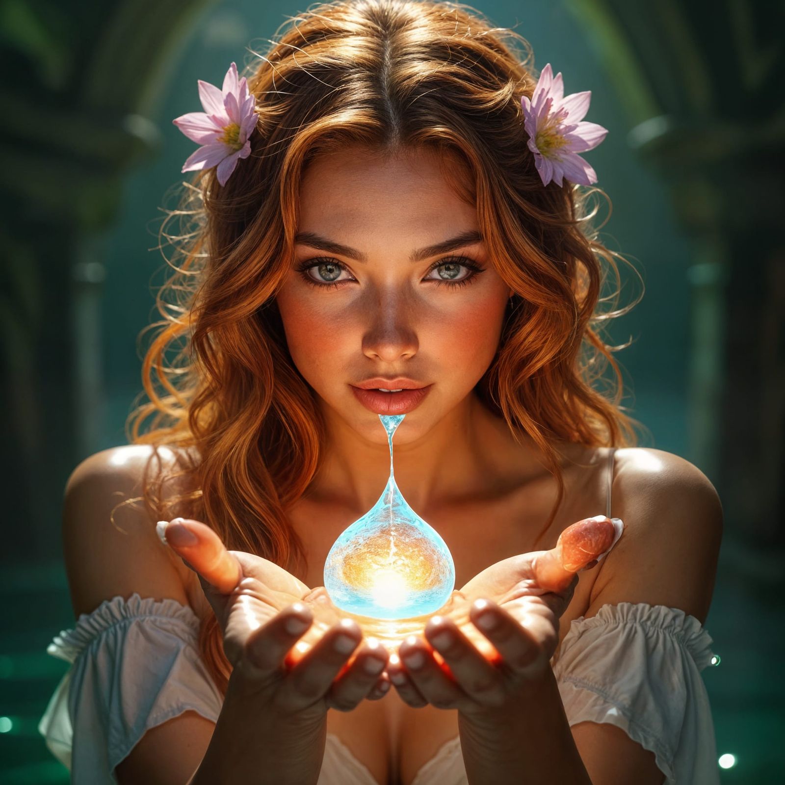 Freckled Woman with Melting Crystal Goo