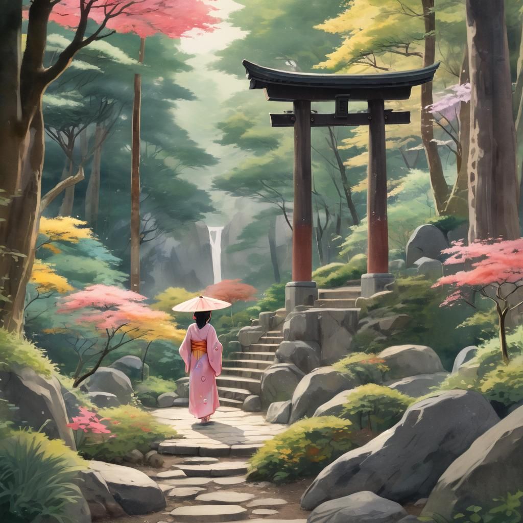 Zen Garden Wizards in Ghibli Anime Style