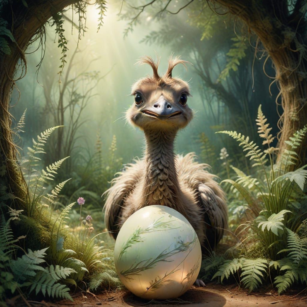 Whimsical Easter Bunny in a Fantastical Garden Scene