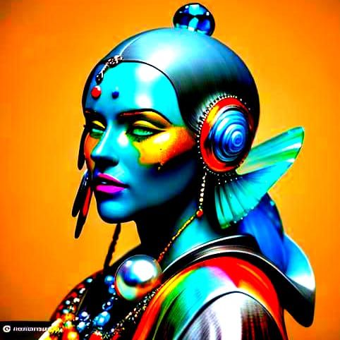 Abstract Glass Art with Pearls and Seashells