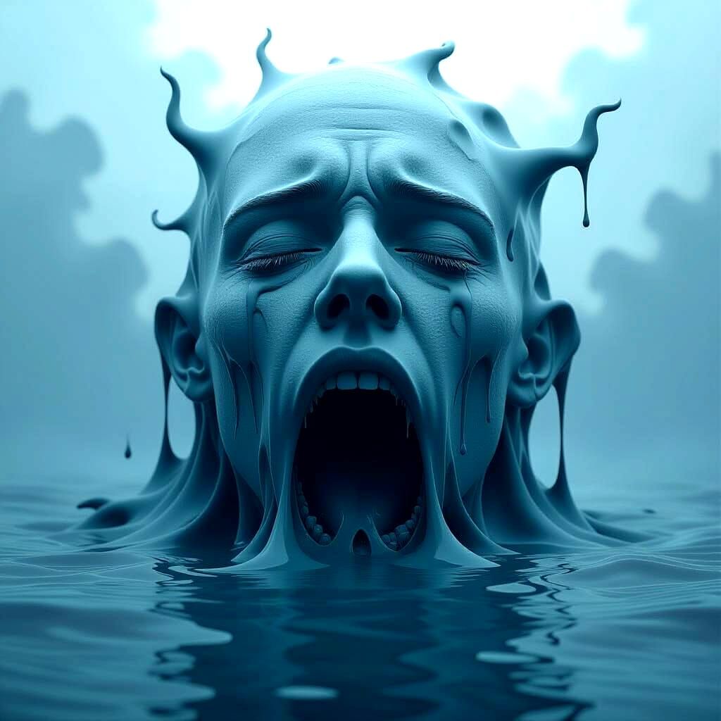 Abstract Grey Tones Form Screaming Holes