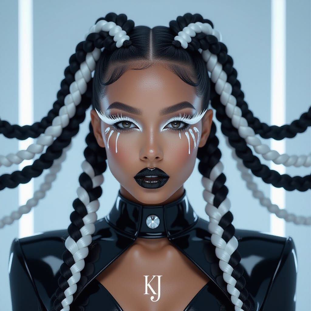 Surreal Afrofuturist Cyberpunk Woman Portrait