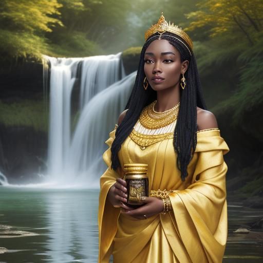 African Queen with Honey in Romantic Realism