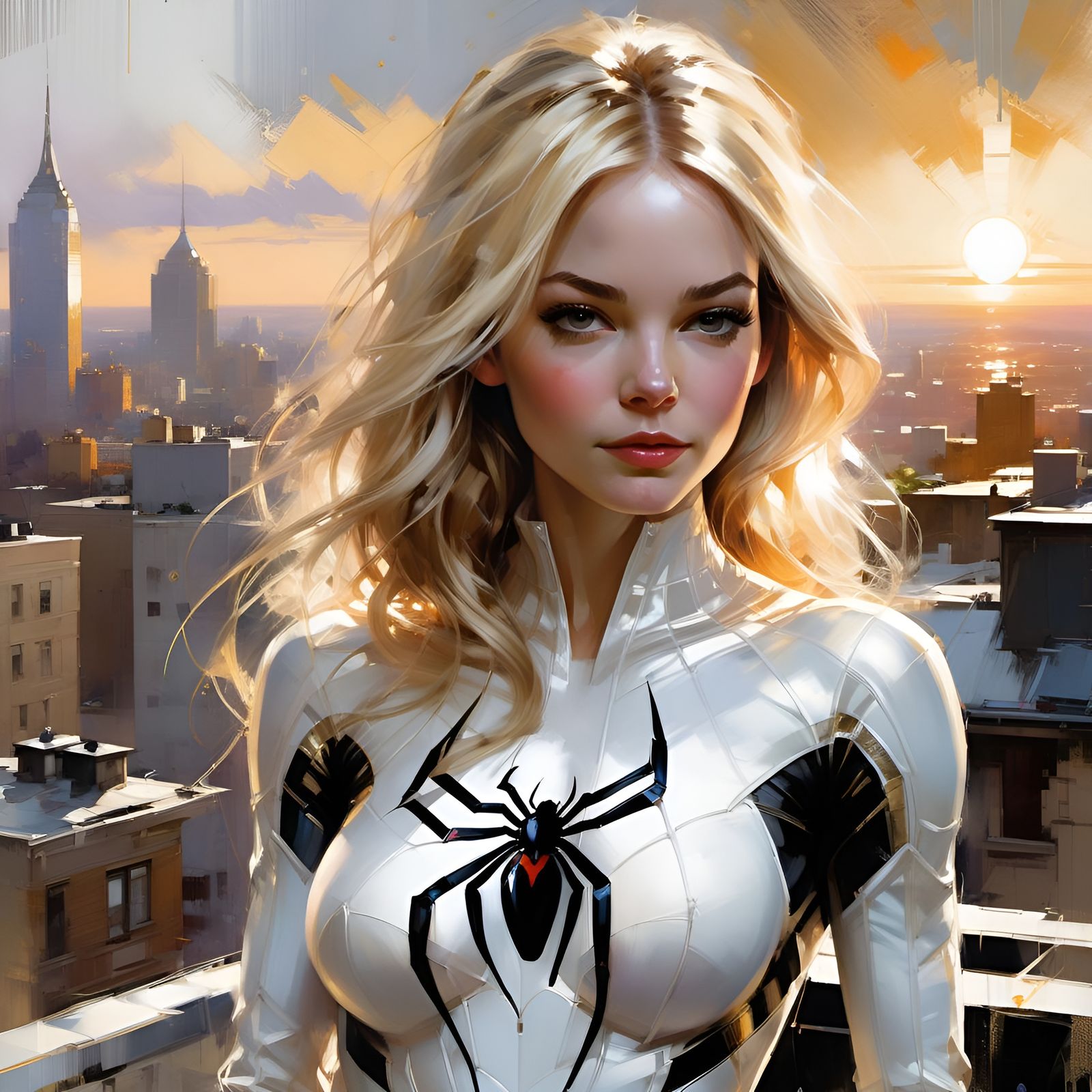 Gwen Stacy Spider-Suit Portrait with Chiaroscuro Lighting