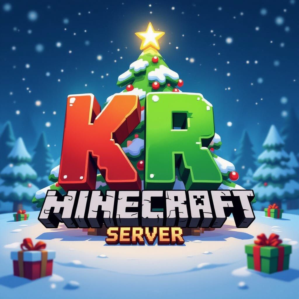 Minecraft KR Logo: Festive Christmas World 3D Render