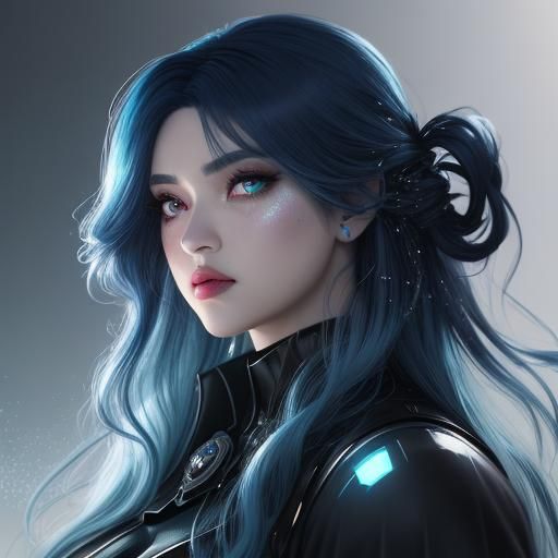 Luminescent Goth Woman in 3D Anime Art