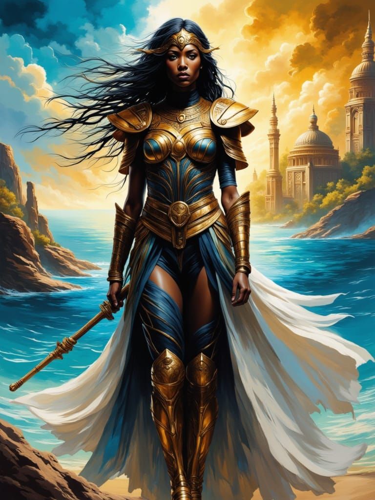 Goddess of Themyscira in Golden Armor
