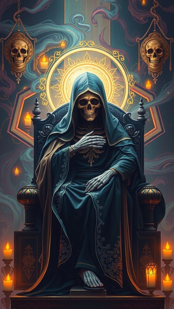 La Santa Muerte in Dreamlike Matte Painting