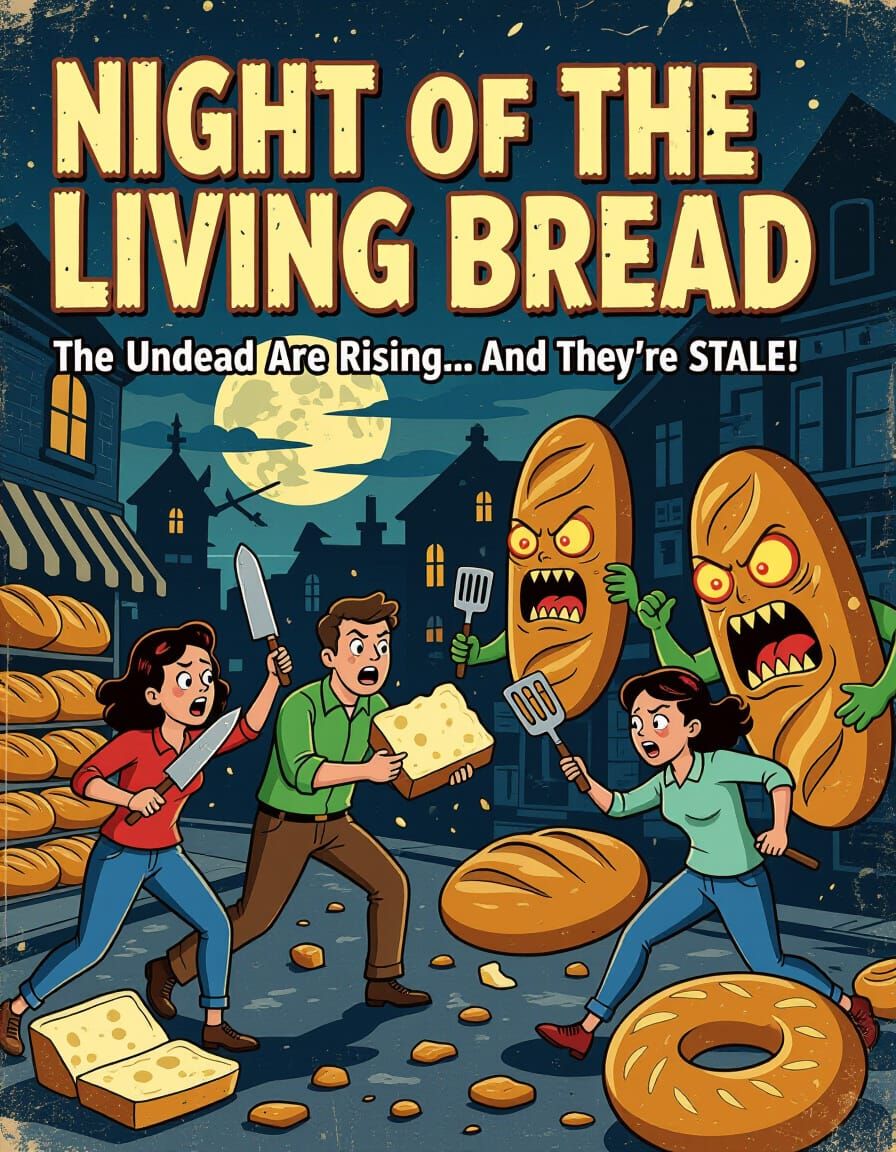 Retro Horror Poster: Night of the Living Bread