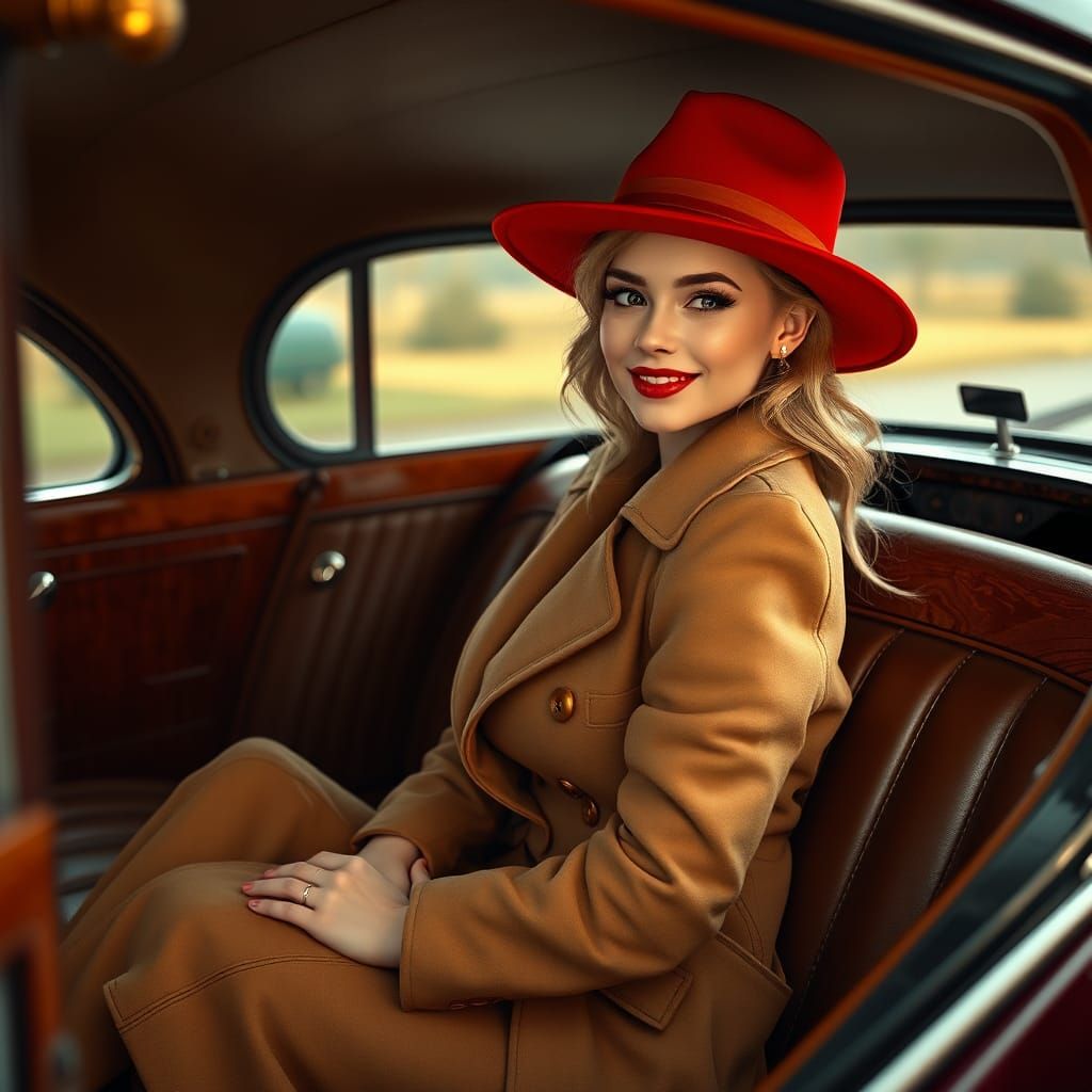 Vintage Car Blonde in Fantasy Art Style