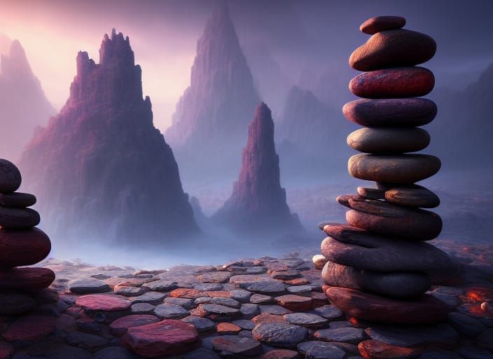 Stacked Stones Matte Painting in Deep Color