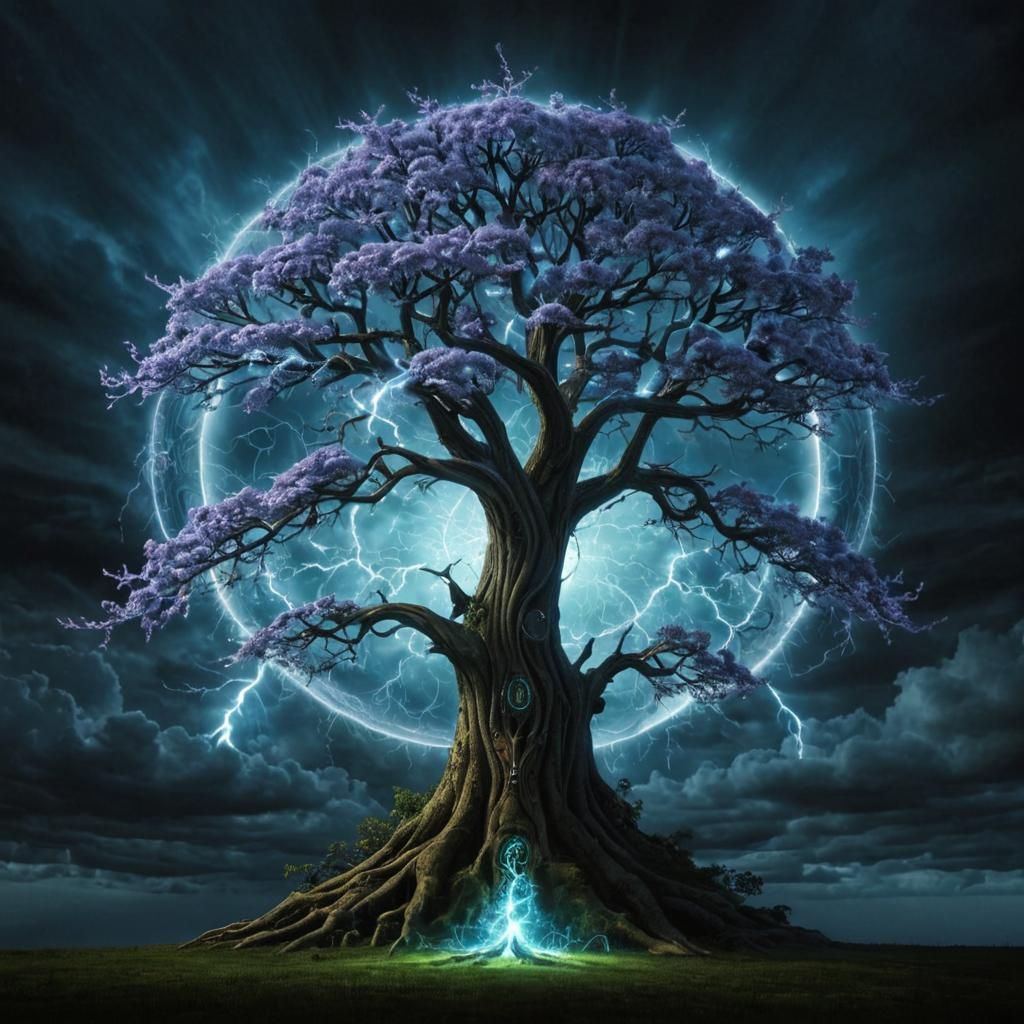 Raygun Gothic Fractal Tree in a Storm