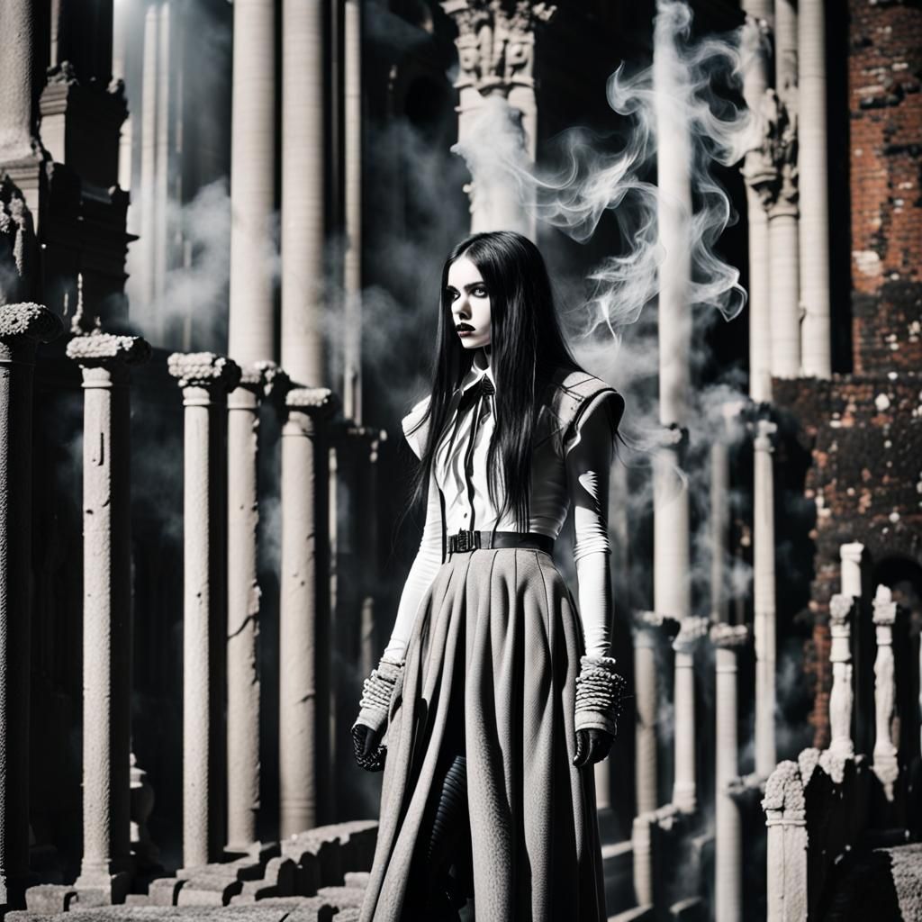 Gothic Model in Collapsing Colosseum Coffee Shop
