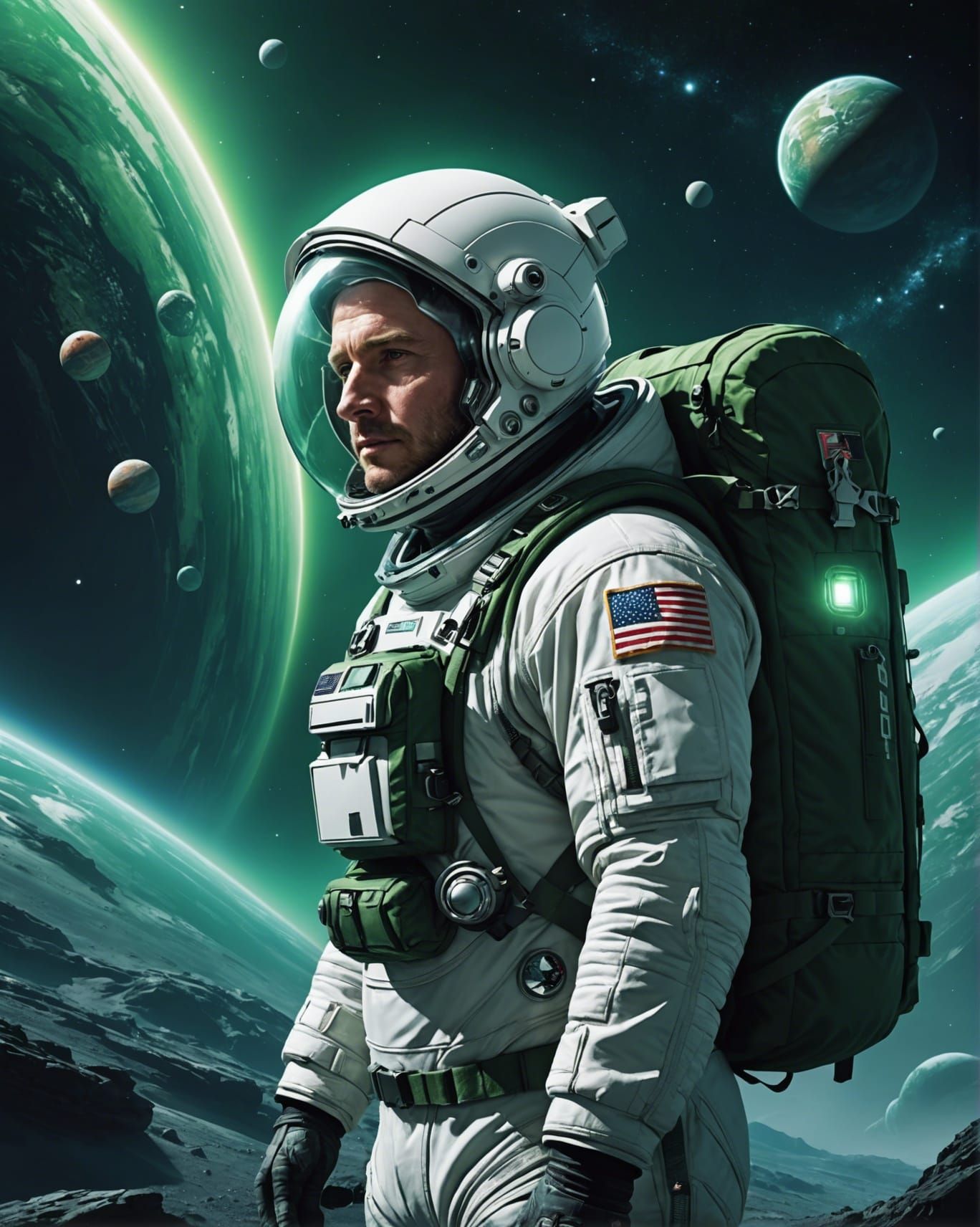 Astronaut on Alien Planet in Sci-Fi Style