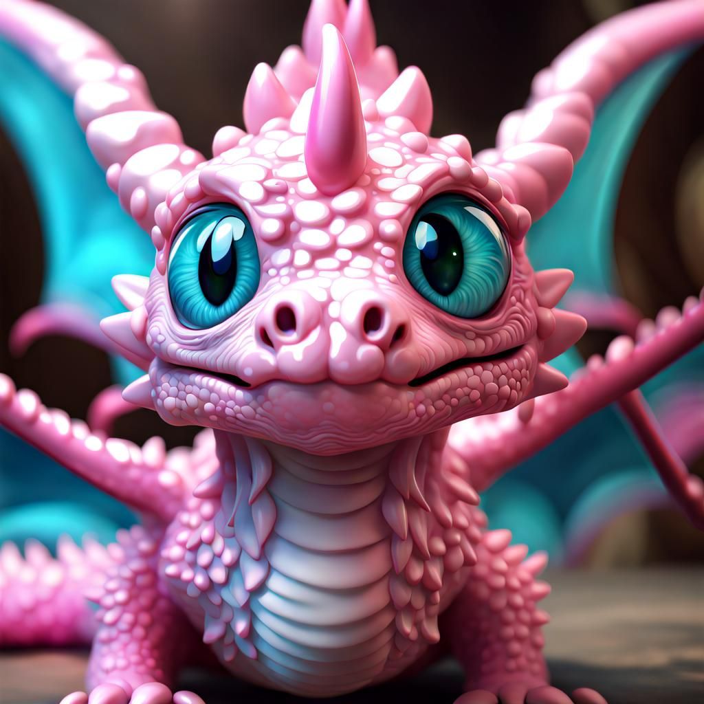Adorable Chibi Dragon Portrait in 3D