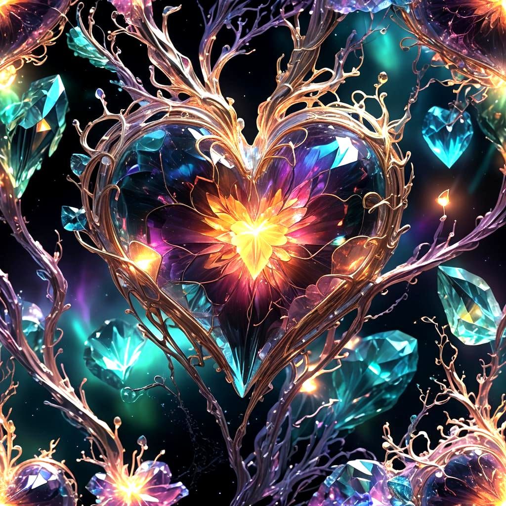 Glowing Crystal Heart: Strength and Fragility of Love