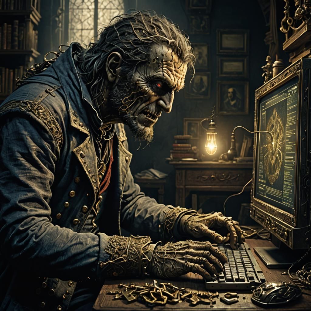Hacker's Digital Nightmare in Horror Style