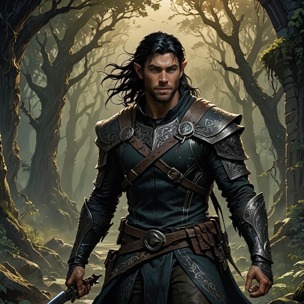 Ethereal Half-Elf Ranger in Dark Fantasy Concept Art