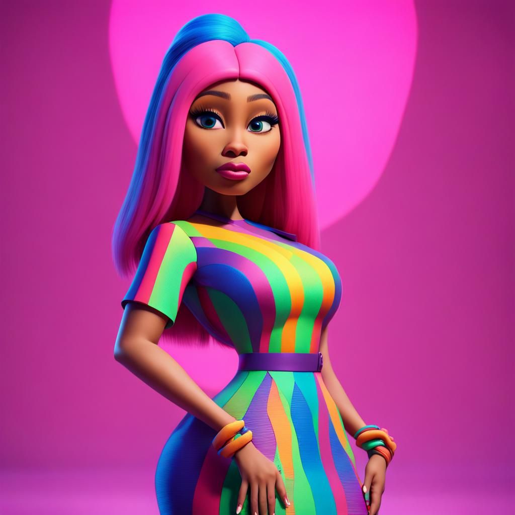 Nicki Minaj as 3D Digital Art in Pixar Style