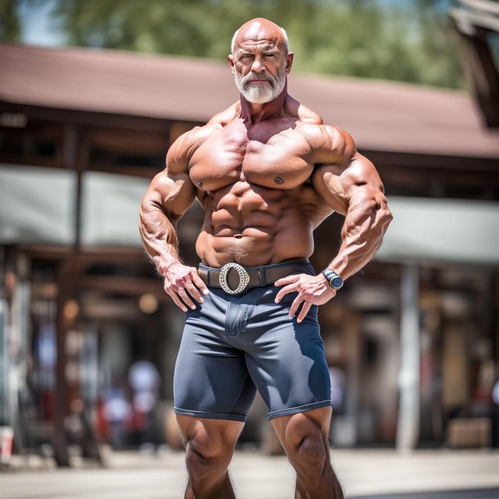 Bodybuilder Cowboy with Mr. Olympia Muscles