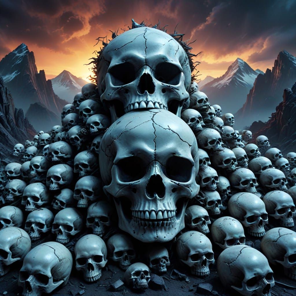 Surreal Skull Island Nightmare in Abstract Style