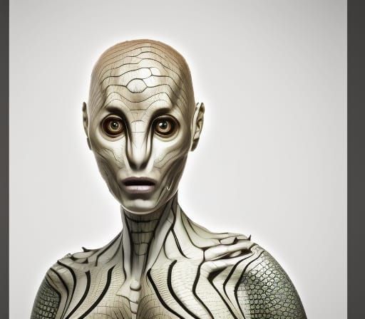 Intricate Alien Portrait with Scaled Skin