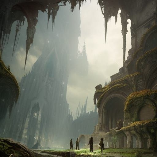 Elven Ruins in Dark Fantasy Style