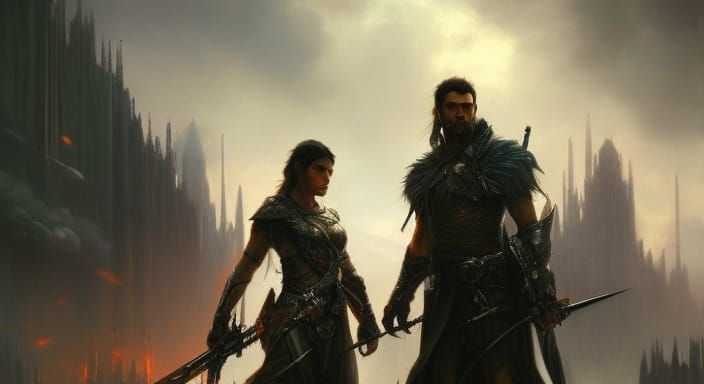 Gypsy Angel in Dystopian Combat, Dark Fantasy Concept Art