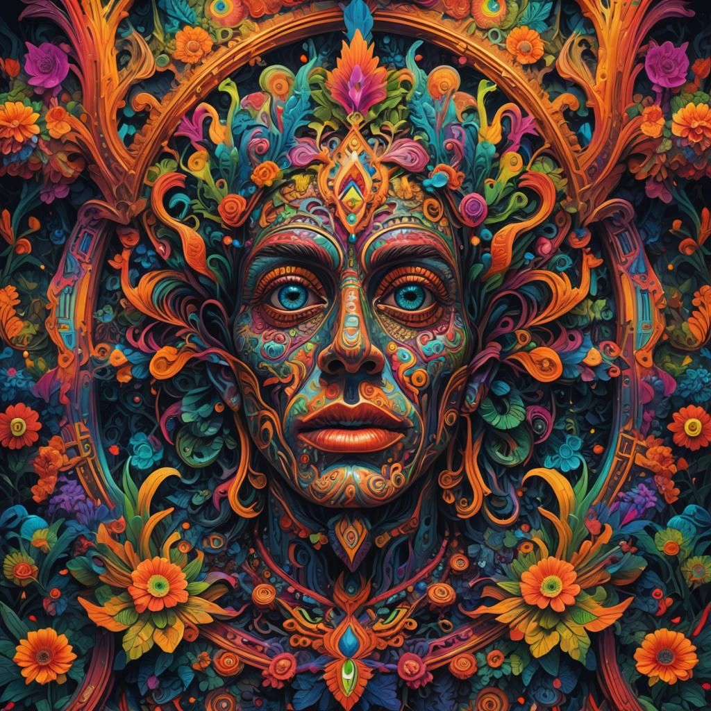 Vibrant Psychedelic Masterpiece in Hyperrealistic Style