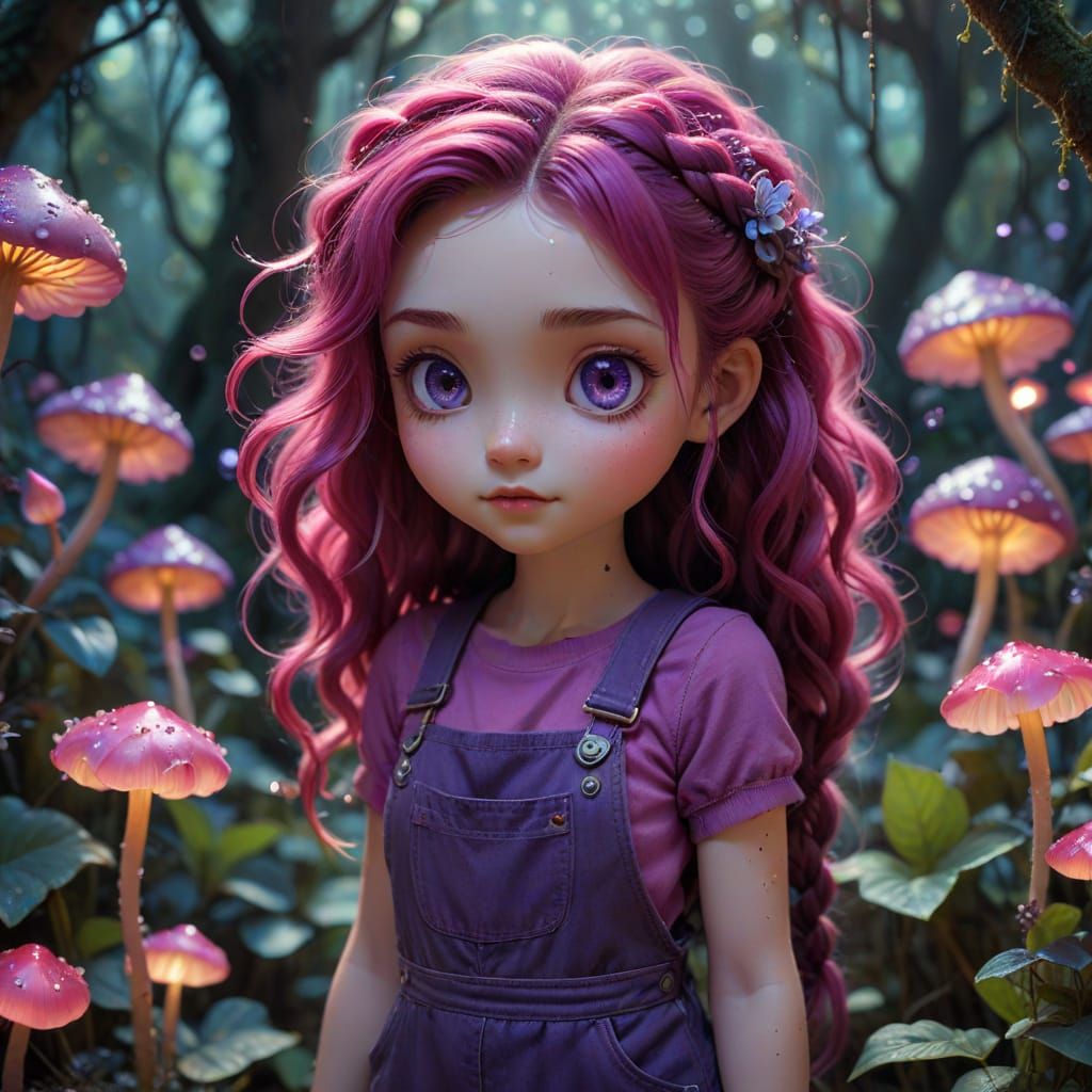 Chibi Girl Tends Magical Garden in Ghibli Style