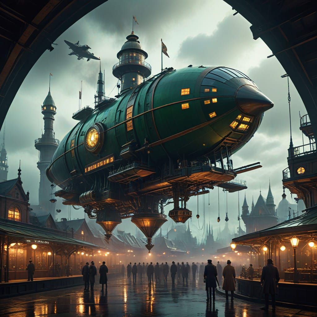 steampunk skyport