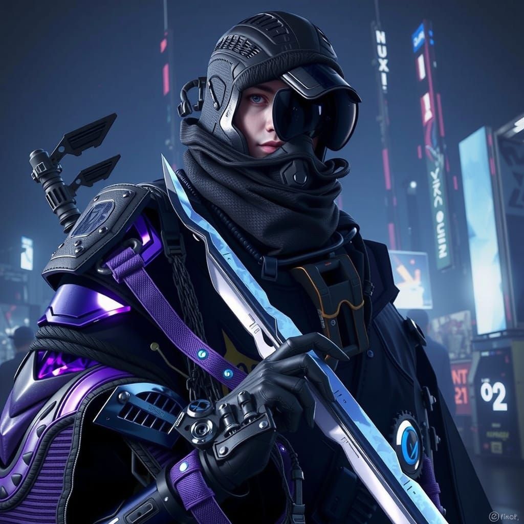 Cyberpunk Vigilante in Futuristic Armor