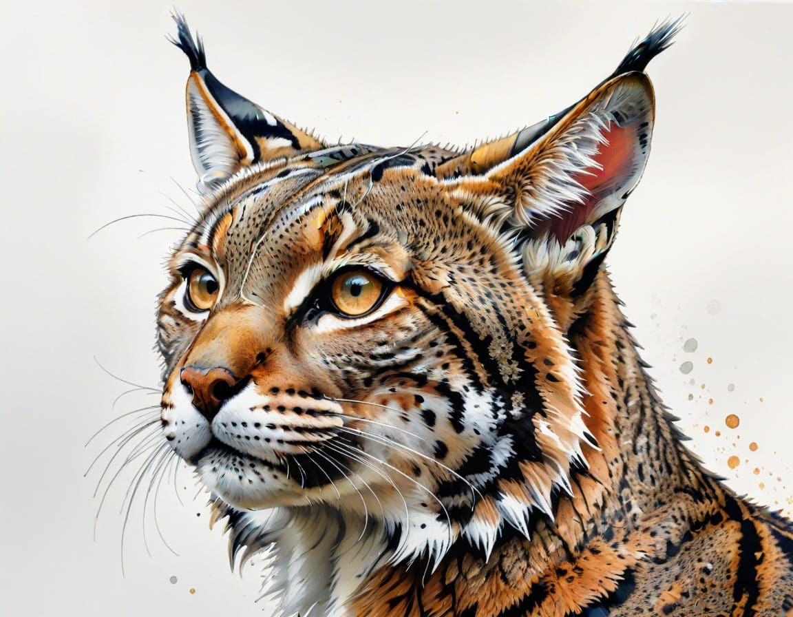 Hyperrealistic Bobcat Serigraph in Retro Comic Style