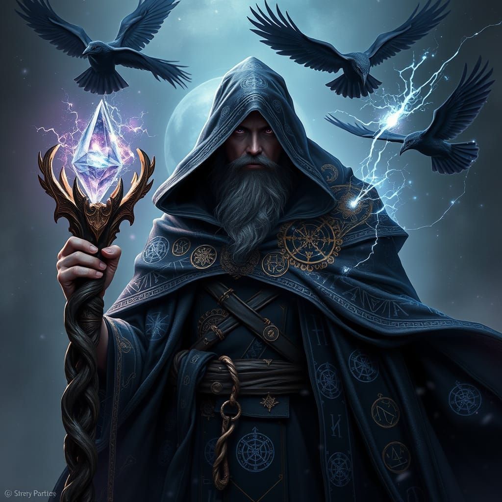 Mystical Arcane Sorcerer of Albion in Starry Cloak