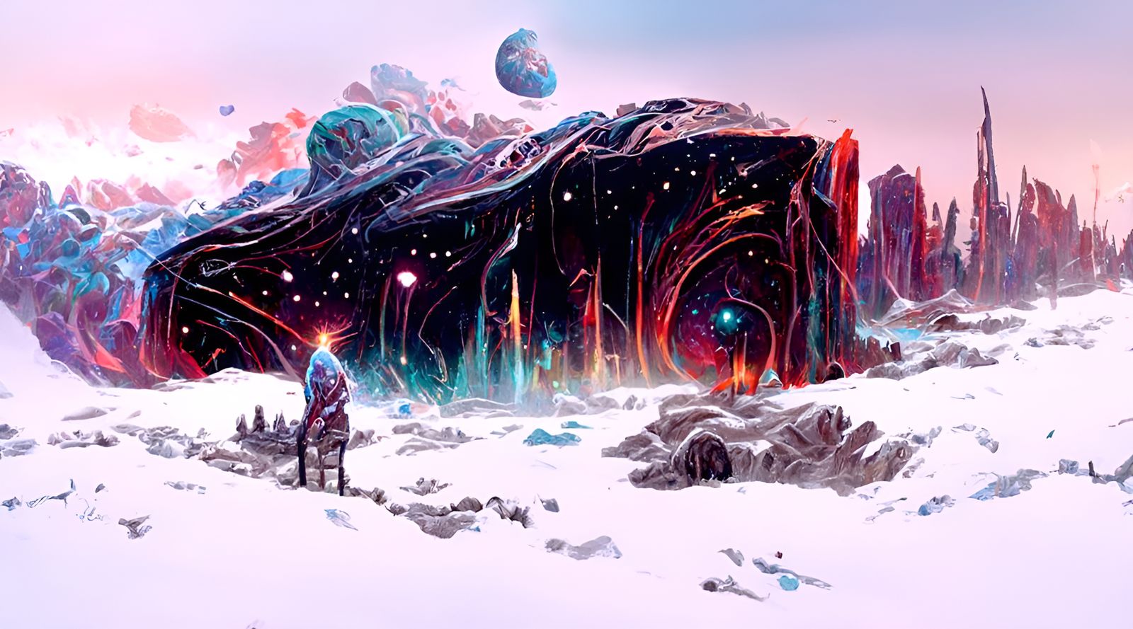Cosmic Crystal Landscape by Dan Mumford: Dreamlike Painting