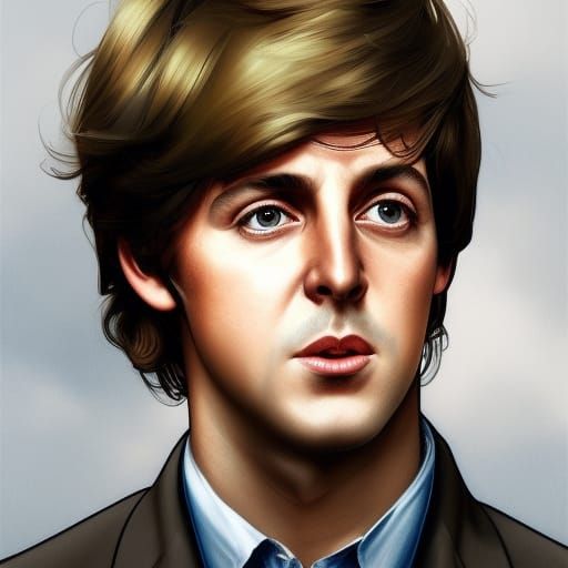 Young Paul McCartney Portrait, Detailed Concept Art