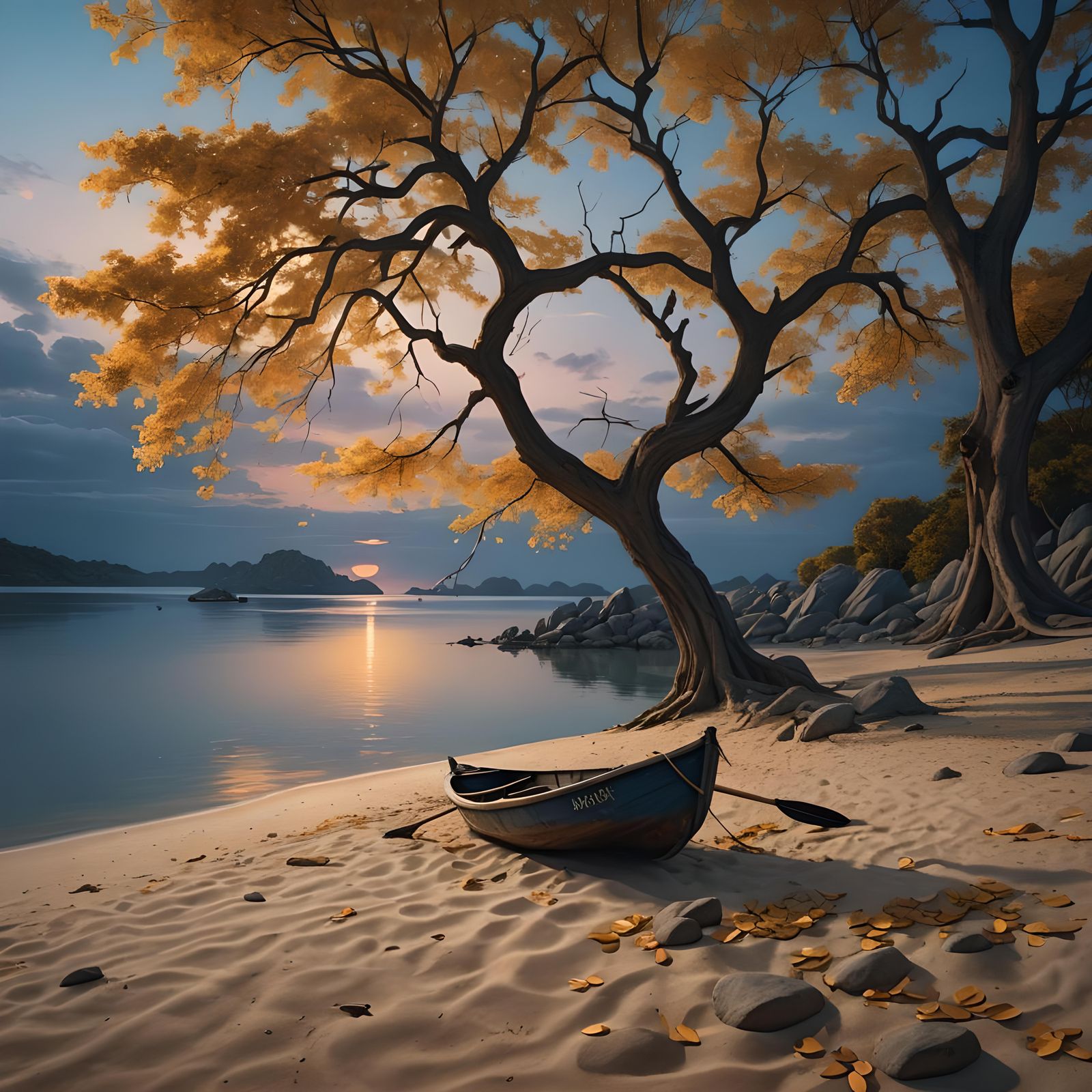 Twilight Lagoon: A Matte Painting of Serenity